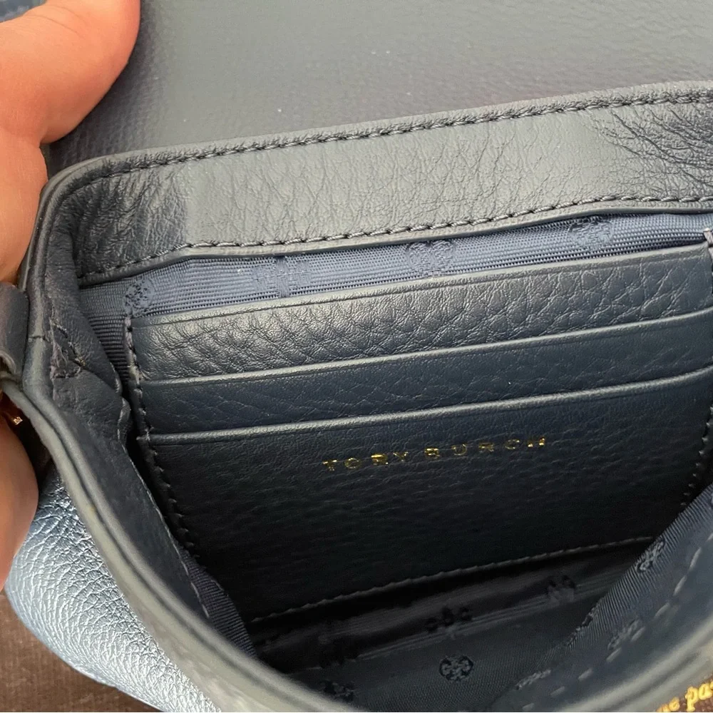 Tory Burch Navy Leather Crossbody Bag with Gold Accents - Picture 5 of 7